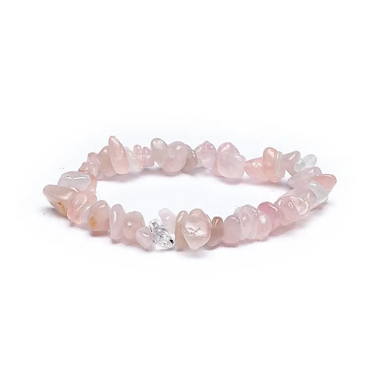 Rose quartz chip elastic bracelet