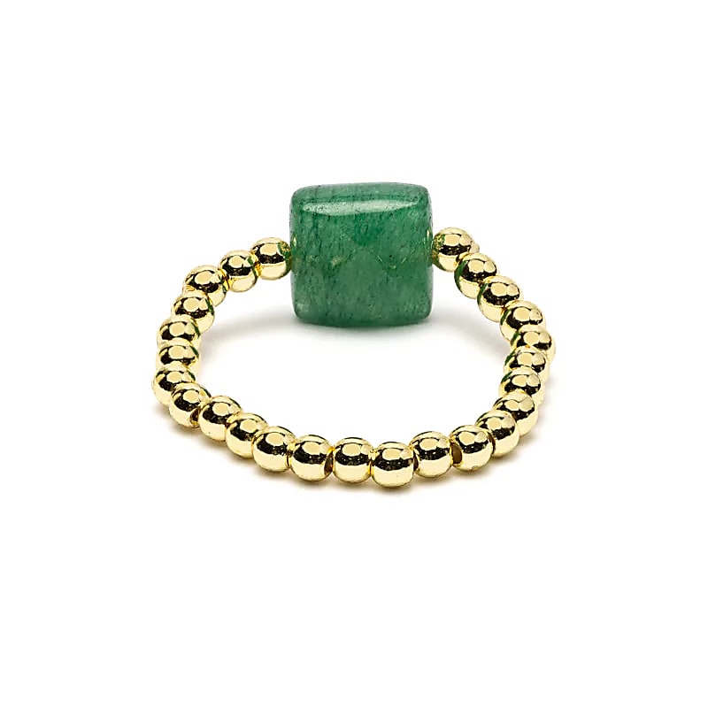 Elastic Ring Green Aventurine | Faceted | One Size