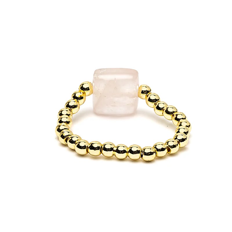 Elastic Rose Quartz Ring | Faceted | One Size