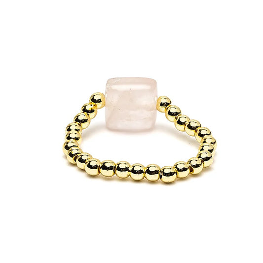 Elastic Rose Quartz Ring | Faceted | One Size