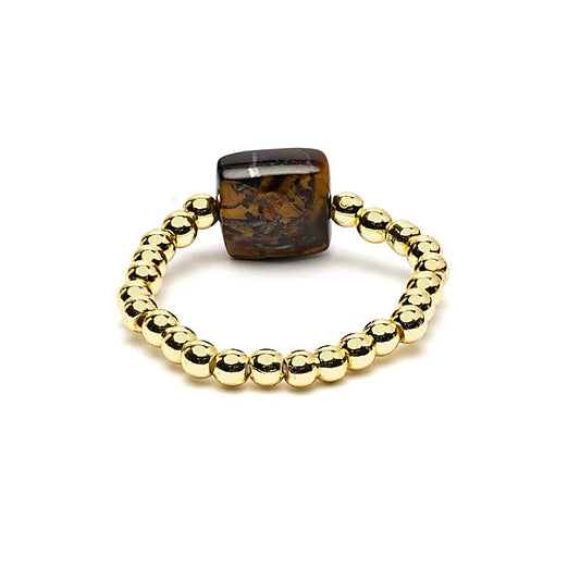 Elastic Ring Tiger's Eye | Faceted | One Size
