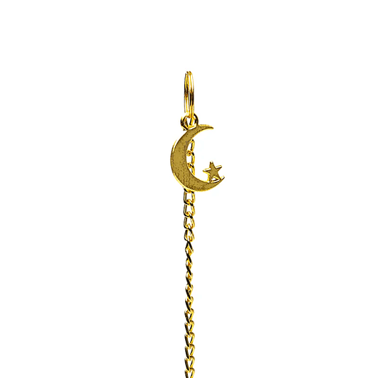 Goldmond-Pendel – Metall mit Mondsichel-Symbol im Samtbeutel zum Pendeln