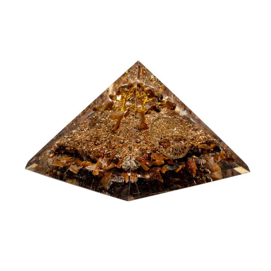 Tijgeroog piramide met levensboom 7 cm