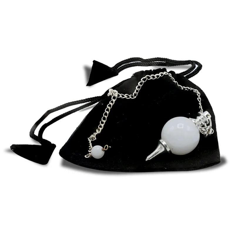 Crystal Pendulum White Agate & Metal - Polished for Dowsing & Balance
