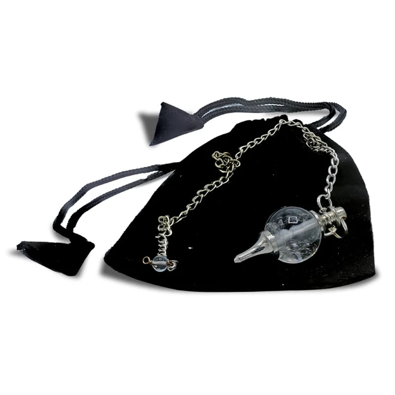 Crystal Pendulum Rock Crystal & Metal - Polished for Dowsing & Clarity