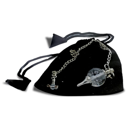 Crystal Pendulum Rock Crystal & Metal - Polished for Dowsing & Clarity