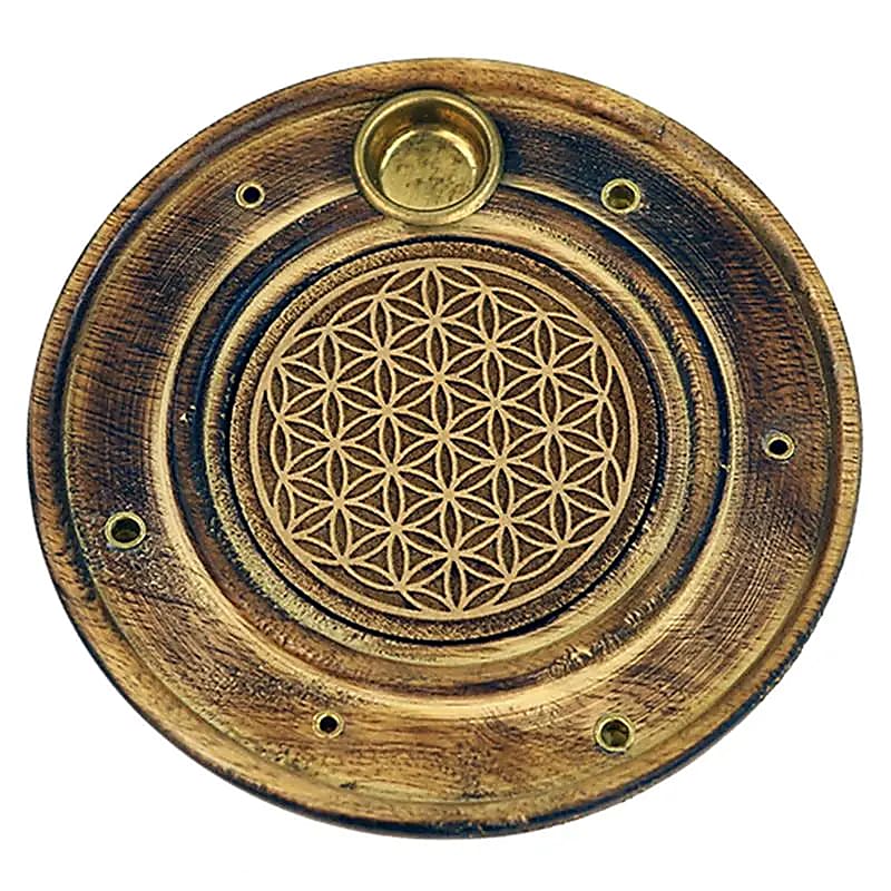 Incense Holder Flower of Life | Engraved Wood | Amstercharmed