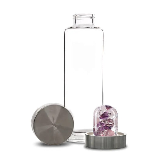 VitaJuwel ViA Wellness – Edelsteinwasserflasche | Rosenquarz, Amethyst & Bergkristall