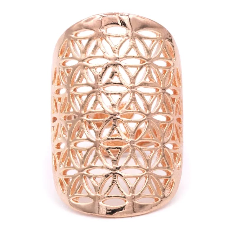 Adjustable Ring Flower of Life | Brass | Rose Gold Plated | Nickel-free