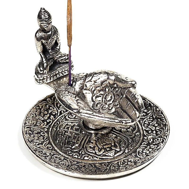Incense Holder Offering Hands with Buddha | Detailed Ceramic | Amstercharmed