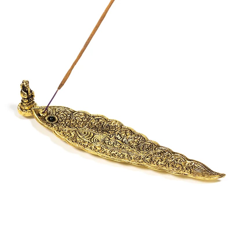 Ganesha Leaf-shaped Incense Holder | Gold-colored | Amstercharmed