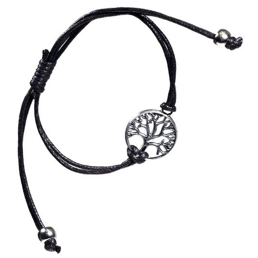 Adjustable Bracelet with Tree of Life | Black
