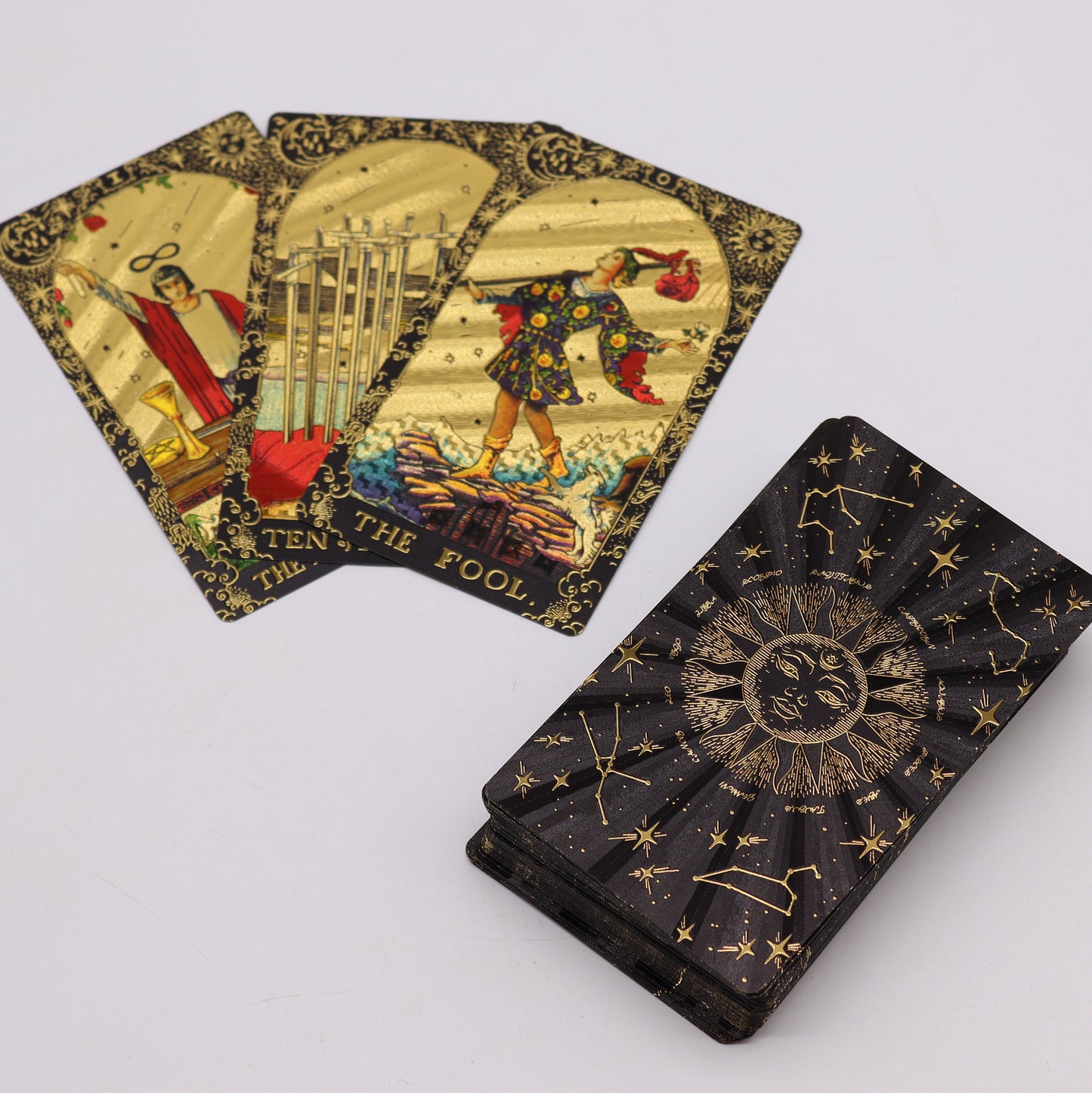 Gold Foil Tarot Cards with Guidebook - Luxury Tarot Deck 78 Cards with Gold Foil