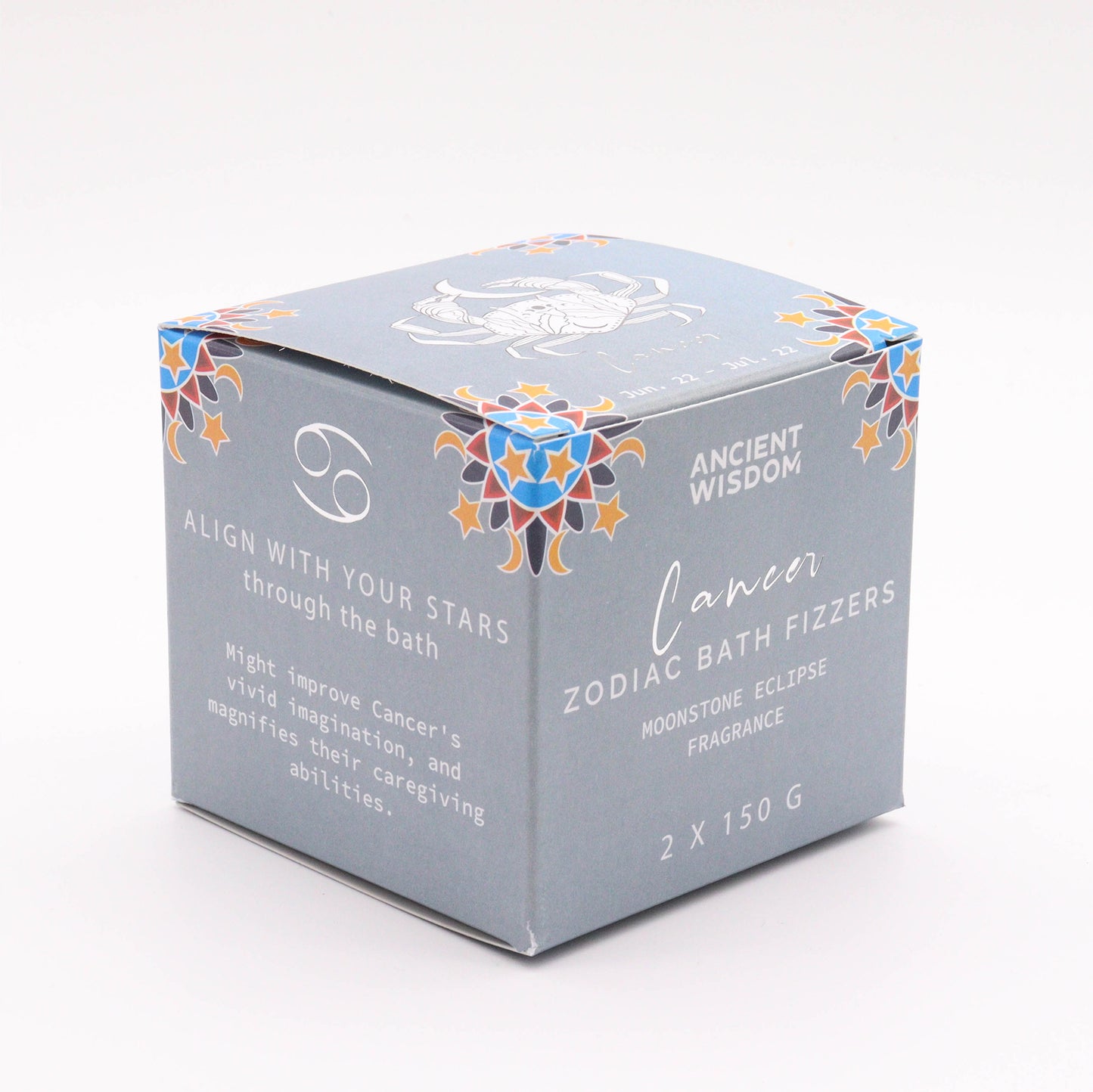 Box mit 2 Tierkreiszeichen-Badebomben mit Horoskop - Krebs