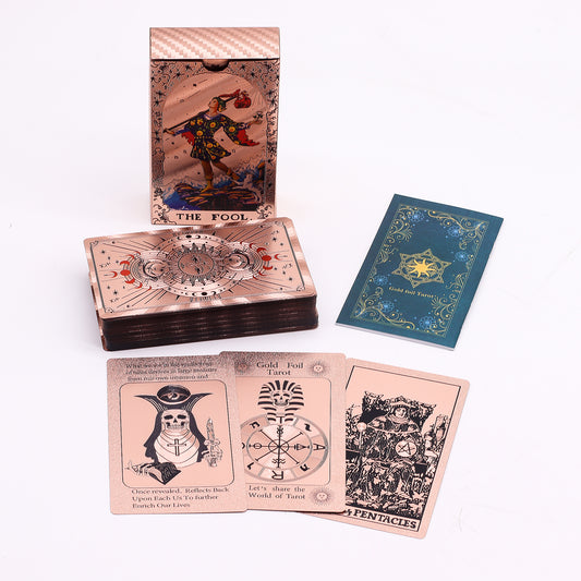Mondphasen Tarotkarten – Roségold Folie Tarotdeck 78 Karten mit Anleitung