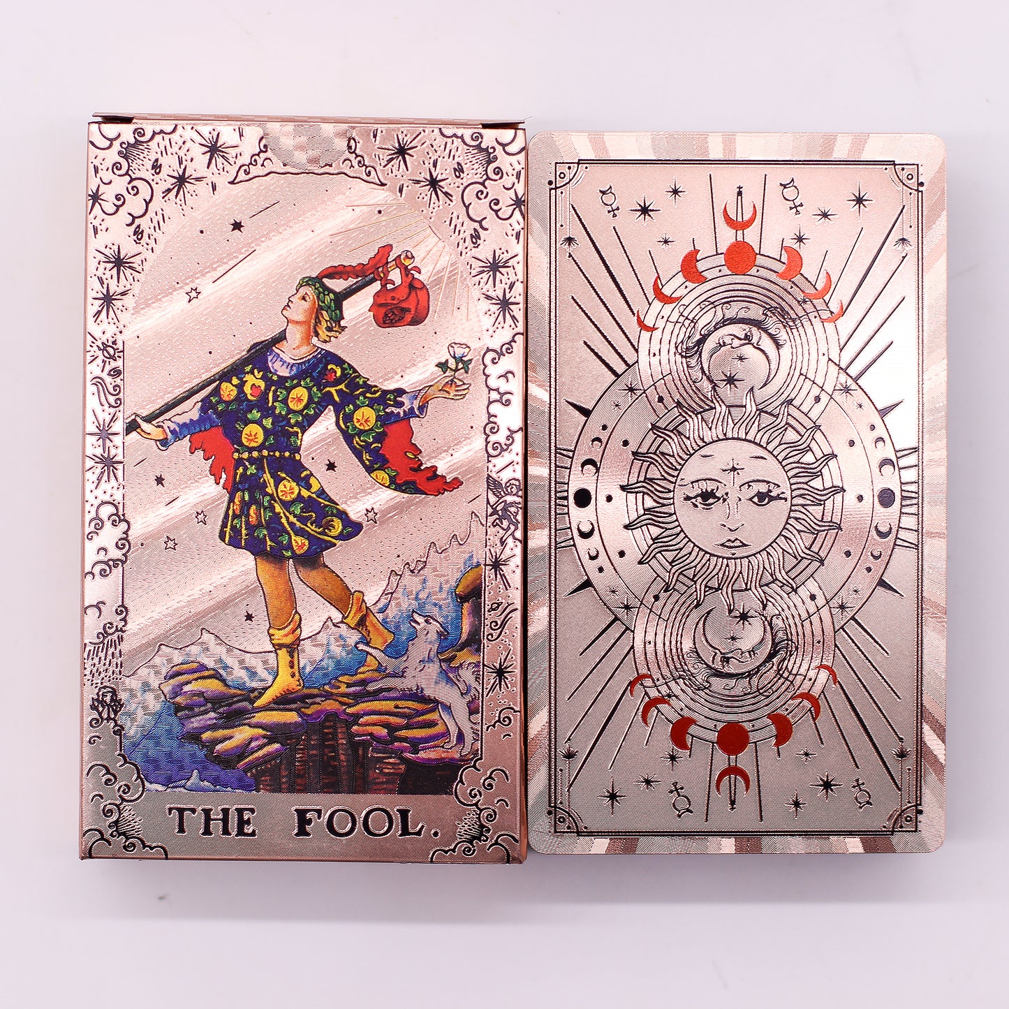 Mondphasen Tarotkarten – Roségold Folie Tarotdeck 78 Karten mit Anleitung