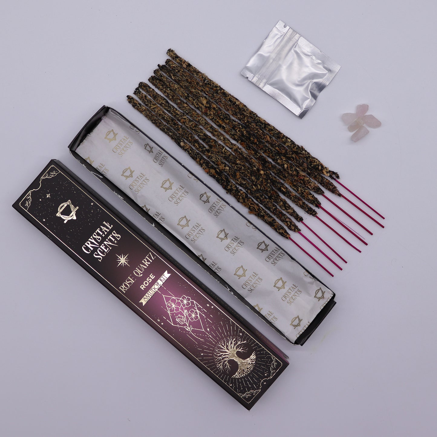 Rose Quartz Crystal Smudge Incense Rose | With Rose Quartz Crystal | Amstercharmed