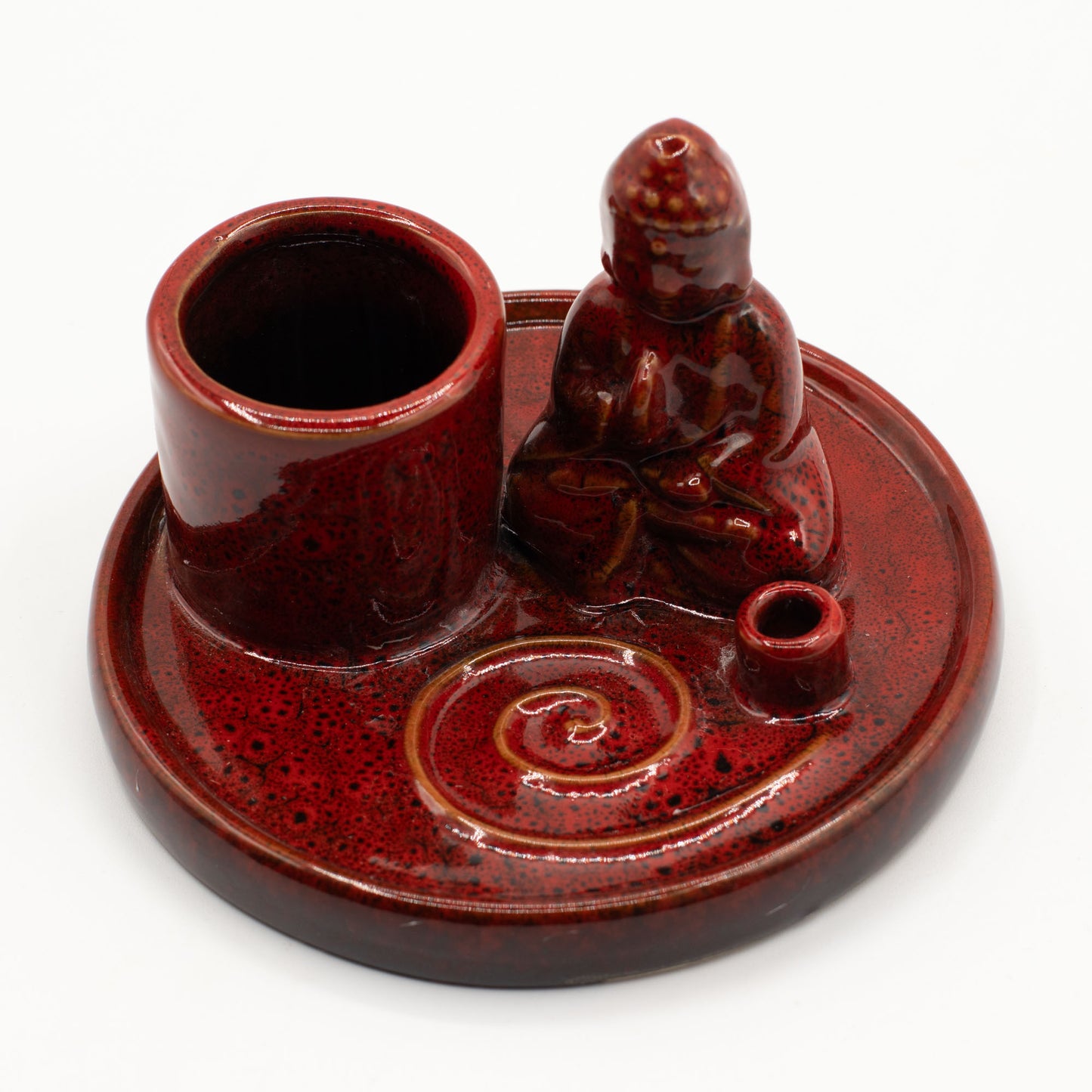 Buddha Incense Holder Ceramic Soft Red | Incense Plate | Amstercharmed