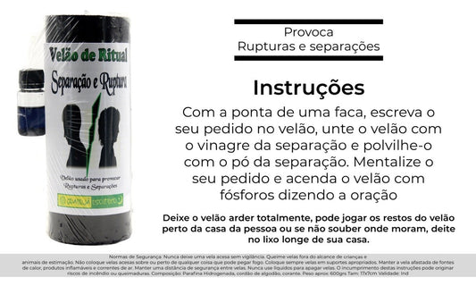 Velão Ritual Separação e Ruptura – Rituelle Kerze für Loslassen & Trennung 17x7cm