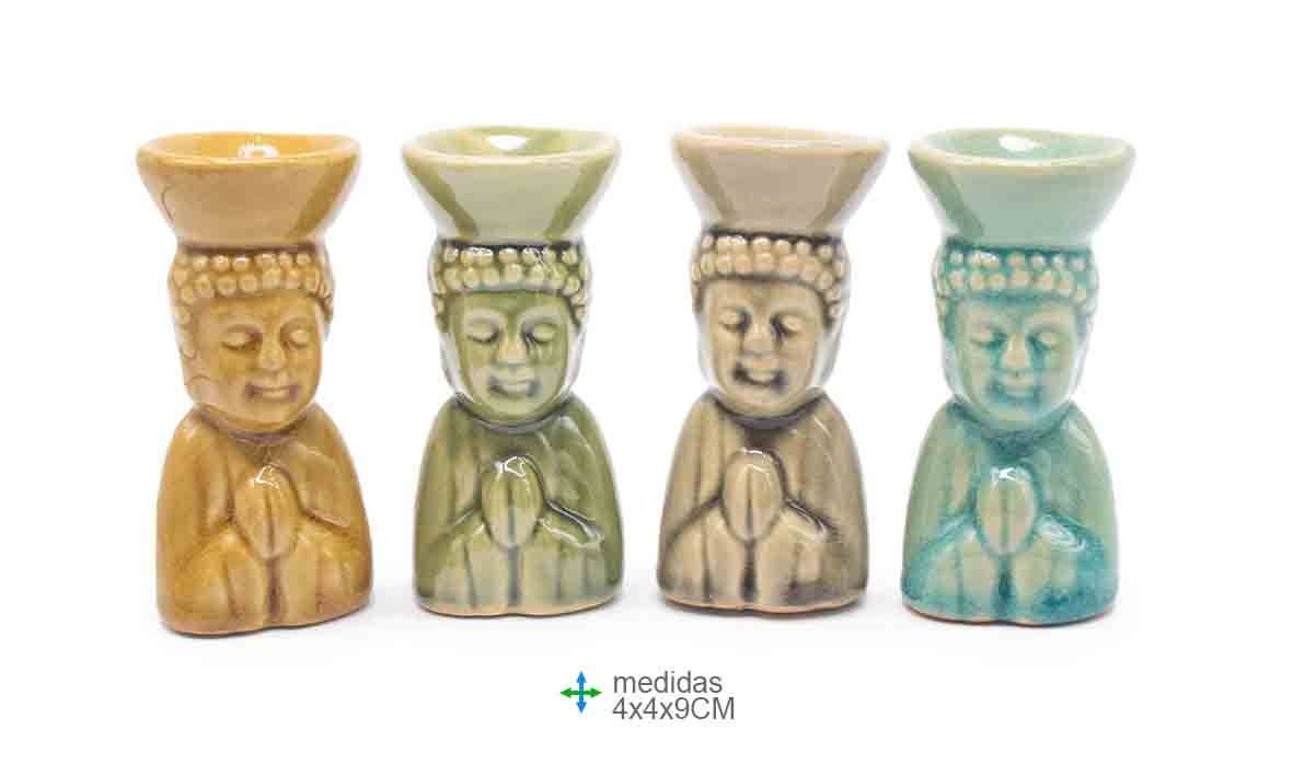 Keramik Räucherstäbchenhalter Buddha – 4 x 4 x 9 cm (Sortiment)