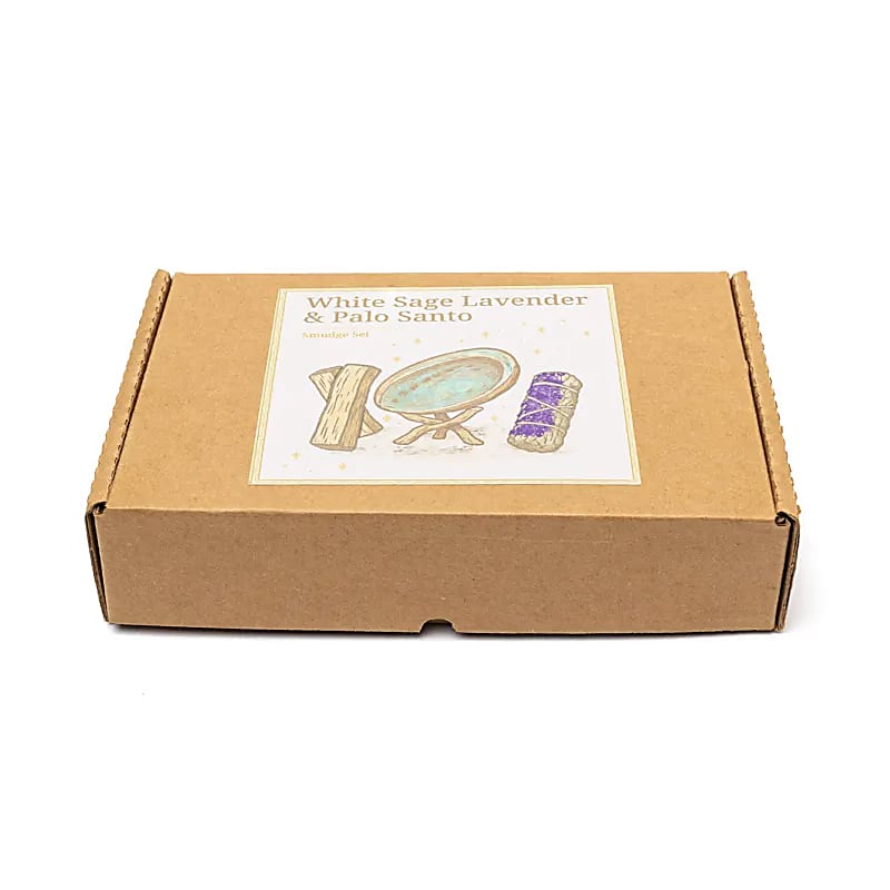Smudge Set | White Sage, Lavender & Palo Santo with Abalone Shell | Amstercharmed