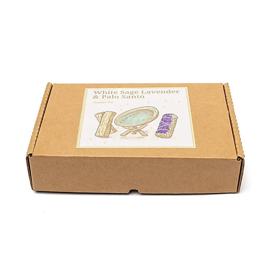 Smudge-Set | Weißer Salbei, Lavendel & Palo Santo mit Abalonemuschel | Amstercharmed
