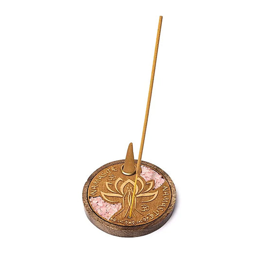 Räucherstäbchenhalter Namaste | Mit Rosenquarz | Amstercharmed