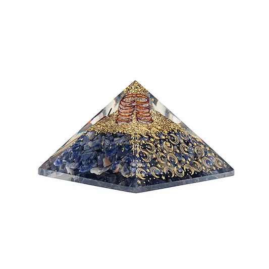 Orgoniet pyramide sodaliet met maan en sterren 7,5 cm
