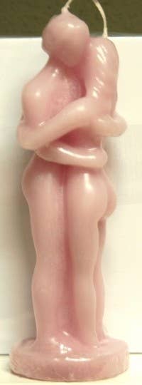 Roze Verstrengeld Paar Kaars – Groot (20 cm)
