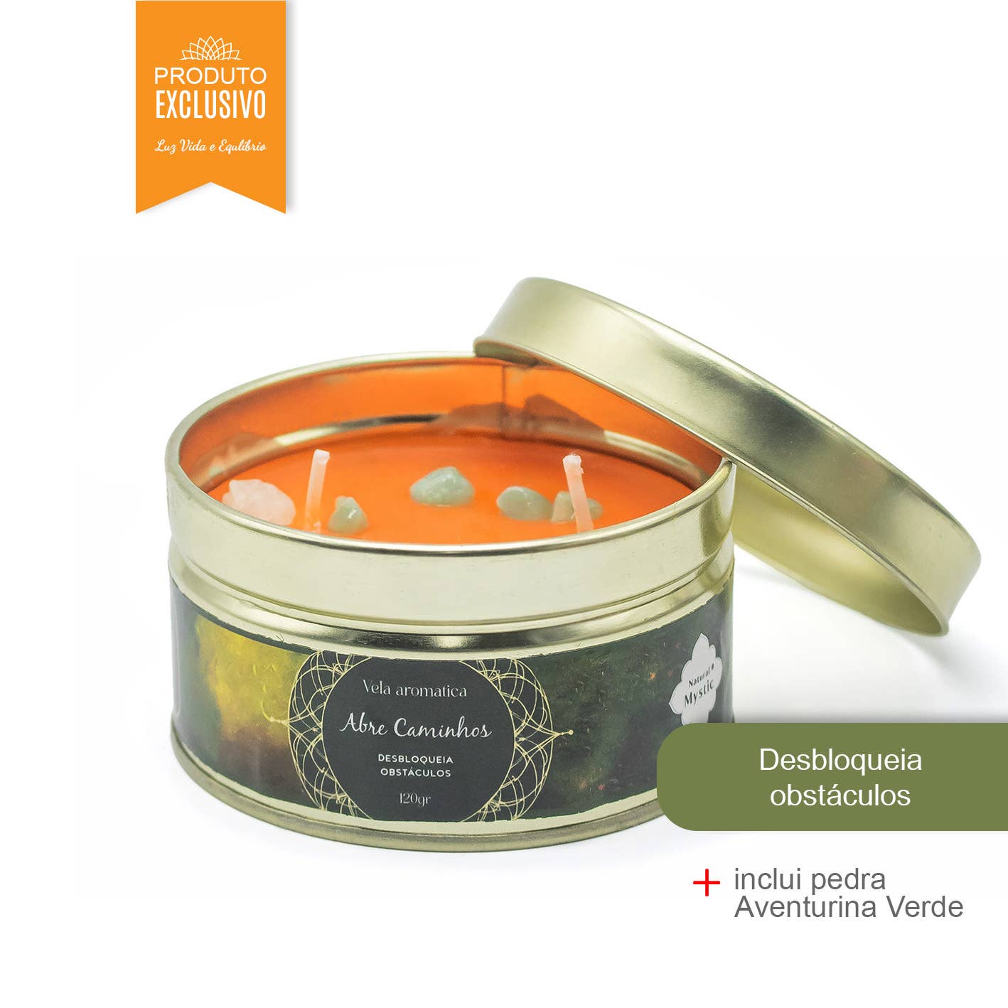 Natural Mystic Opent Wegen Kaars met Halfedelstenen 120g – Esoterica Arte