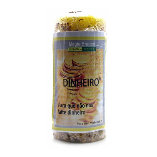 Vela Ervas Dinheiro – Kräuterkerze für Geld & Wohlstand 14x6cm