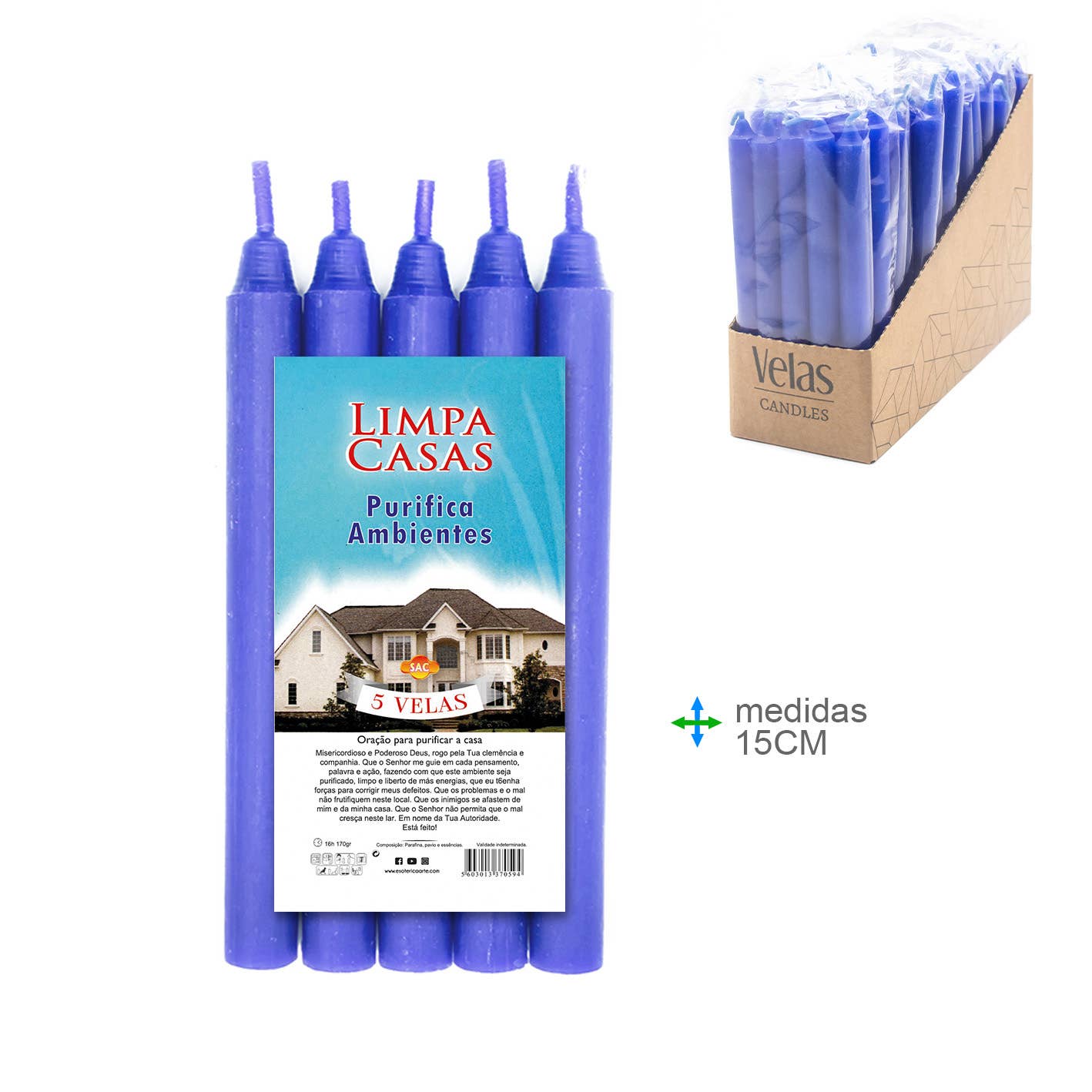 Rituele Kaarsen Huisreiniging 1,5 x 15 cm – Set van 5 – Energetische Reiniging & Frisse Start