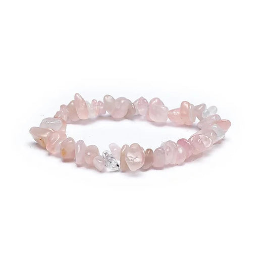 Rose quartz chip elastic bracelet