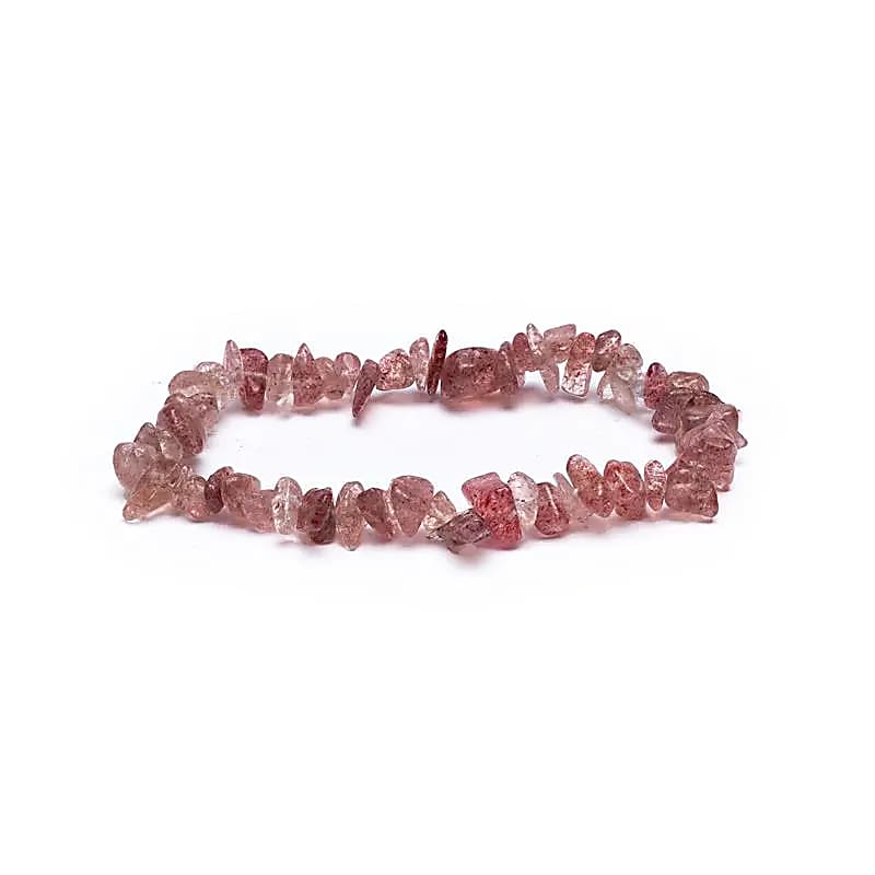 Strawberry quartz chips elastic bracelet