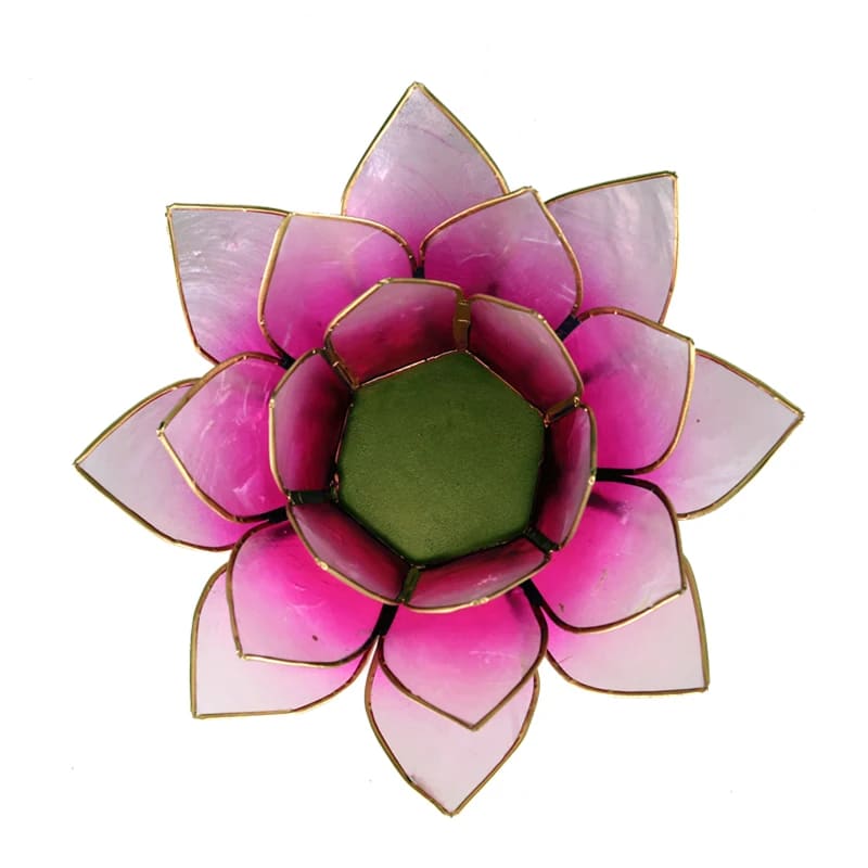 Lotus sfeerlicht roze/lichtroze goudrand Capiz schelpen