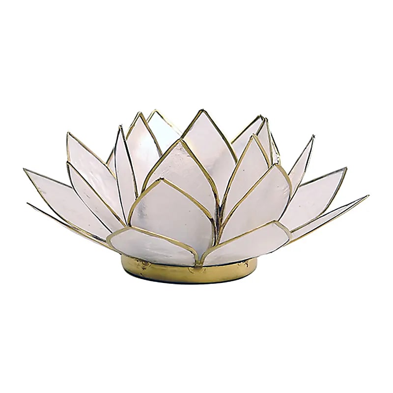 Lotus sfeerlicht naturel goudrand Capiz schelpen