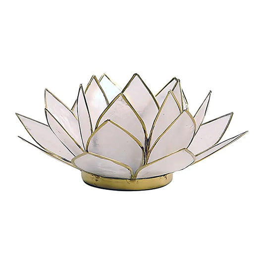Lotus sfeerlicht naturel goudrand Capiz schelpen