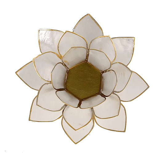 Lotus sfeerlicht naturel goudrand Capiz schelpen