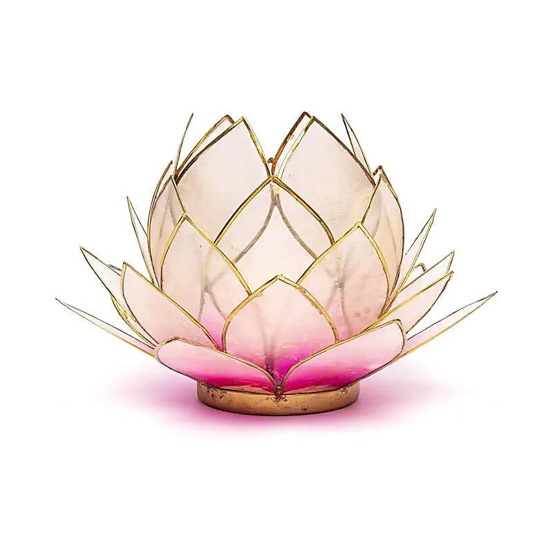 Lotus sfeerlicht roze/lichtroze goudrand groot