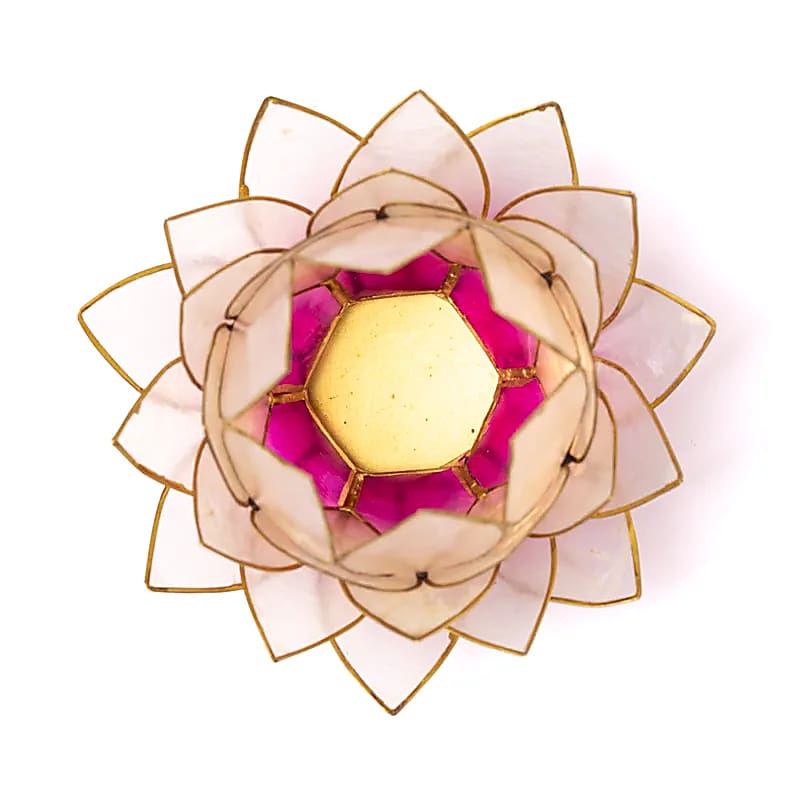 Lotus sfeerlicht roze/lichtroze goudrand groot