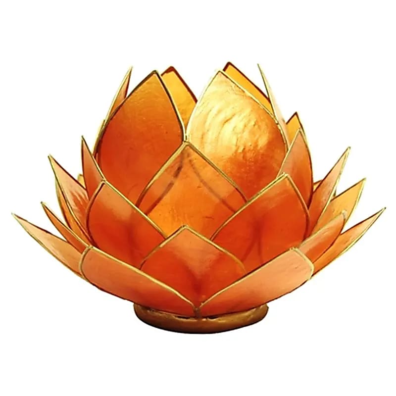 Lotus sfeerlicht oranje goudrand groot Capiz schelpen