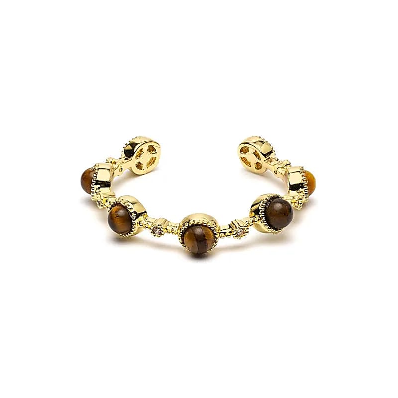 Adjustable Tiger Eye Ring | Gold-plated | One Size