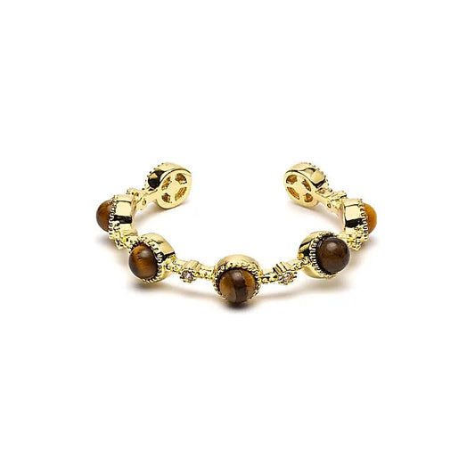 Adjustable Tiger Eye Ring | Gold-plated | One Size