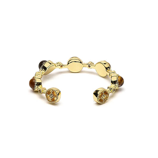 Adjustable Tiger Eye Ring | Gold-plated | One Size