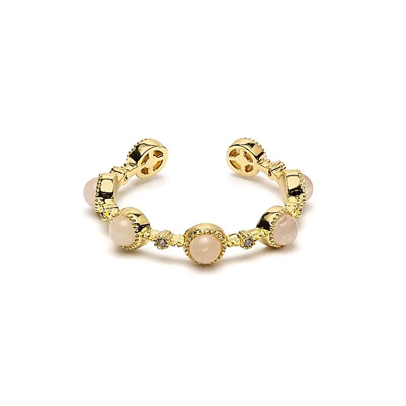 Adjustable Ring with Rose Quartz | Gold-colored | One Size