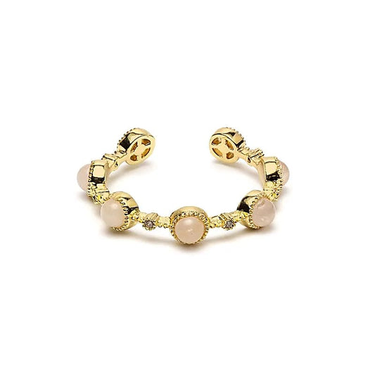 Adjustable Ring with Rose Quartz | Gold-colored | One Size