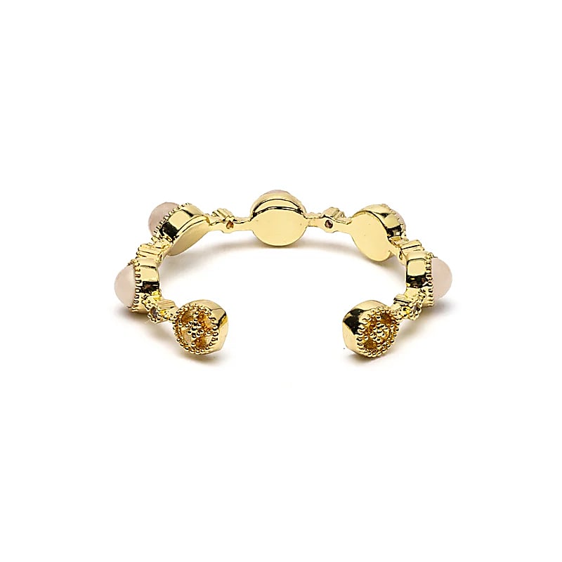 Adjustable Ring with Rose Quartz | Gold-colored | One Size