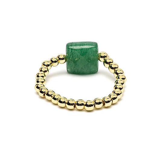 Elastic Ring Green Aventurine | Faceted | One Size