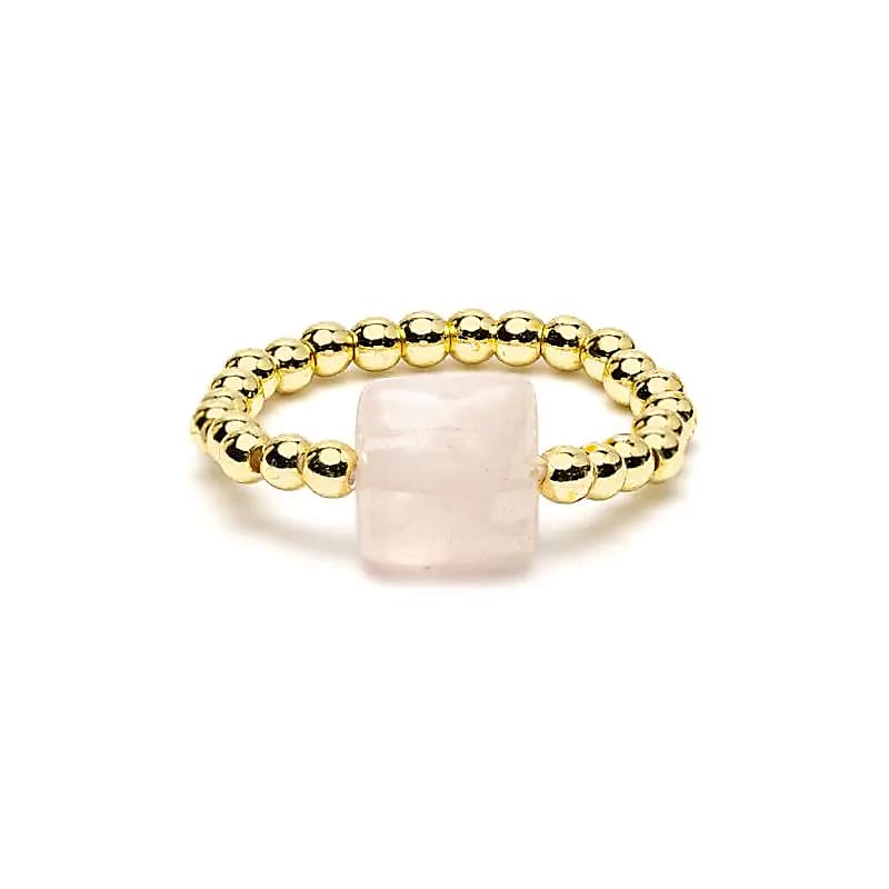 Elastic Rose Quartz Ring | Faceted | One Size