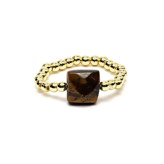 Elastic Ring Tiger's Eye | Faceted | One Size